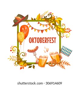 Banner for Oktoberfest celebration. Beer and ribbon. Vector illustration.