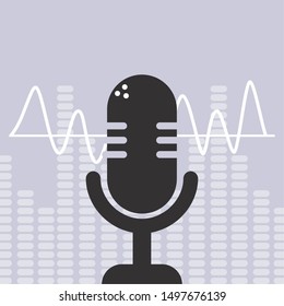 banner with old microphone device