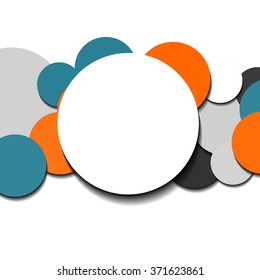 Banner on abstract circles background with drop shadows. Vector illustration