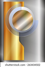 The banner on the abstract metallic Background with abstract circles