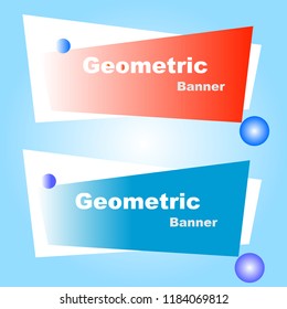 Banner on blue background red blue geometric abstraction vector
