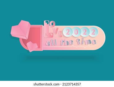 Banner on blue background.
Use cards decorated with paper hearts template or background for Love Vector. illustration eps 10