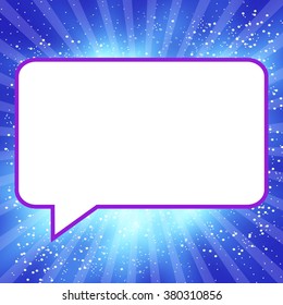 Banner on Blue Texture Background With Sunburst. Vector illustration
