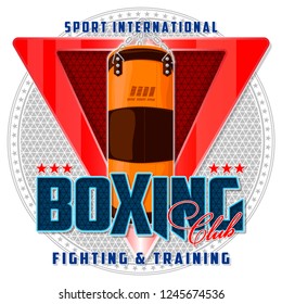 Banner on the boxing theme. For decoration, print or advertising. Sports equipment, logo and background are located on separate layers.

