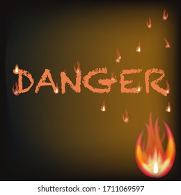 Banner on dark backdrop. Dark background isolated. Abstract black background. Abstract concept graphic element. Silhouette symbol. Light effect. Danger fire inscription, great design for any purposes.