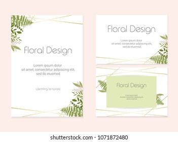 Banner on flower background. Wedding Invitation, modern card Design. eps 10.