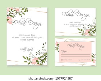 Banner on flower background. Wedding Invitation, modern card Design. eps 10.