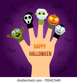 Banner on a Halloween holiday in cartoon style.platform vector