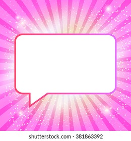 Banner on Red Texture Background With Sunburst. Vector Illustration