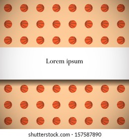 Banner on seamless light orange basketball background