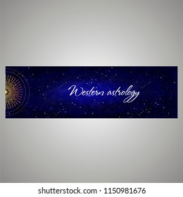 A banner on a star background for astrology. Western Astrology. Vector illustration.