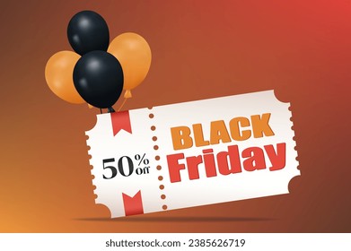 Cartel sobre el tema del Viernes Negro. La ilustración hace que el Black Friday cobre vida con su estilo brillante y su vibrante color naranja, haciendo que la experiencia de comprar sea inolvidable. Ilustración vectorial.