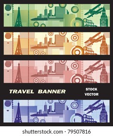 Banner on the theme of travel in different colors
