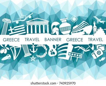 Banner on a theme of travel to Greece. Vector image