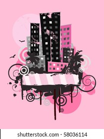 Banner on urban background