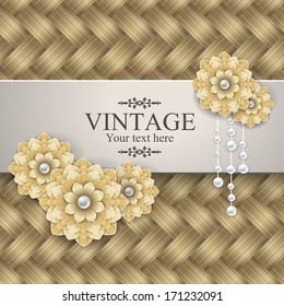 banner on wicker surface with flowers