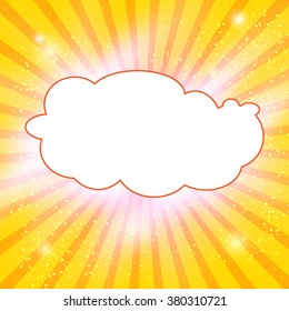 Banner on Yellow Texture Background With Sunburst.. Vector illustration