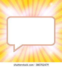 Banner on Yellow Texture Background With Sunburst. Vector Illustration