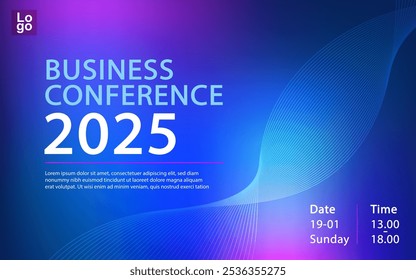 Banner to the online conference background. Web media event. Dynamic Background. Futuristic Poster for Corporate Meeting, Online Courses, Webinar, Seminar. Conference, Business Event Announcement.