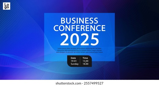 Banner to the online conference background. Web media event. Dynamic Background. Futuristic Poster for Corporate Meeting, Online Courses, Webinar, Seminar. Conference, Business Event Announcement.