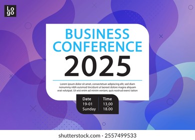 Banner to the online conference background. Web media event. Dynamic Background. Futuristic Poster for Corporate Meeting, Online Courses, Webinar, Seminar. Conference, Business Event Announcement.