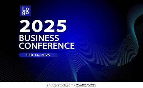 Banner to the online conference background. Web media event. Dynamic Background. Futuristic Poster for Corporate Meeting, Online Courses, Webinar, Seminar. Conference, Business Event Announcement.