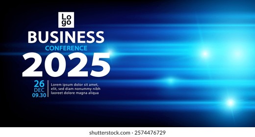 Banner to the online conference background. Web media event. Dynamic Background. Futuristic Poster for Corporate Meeting, Online Courses, Webinar, Seminar. Conference, Business Event Announcement.