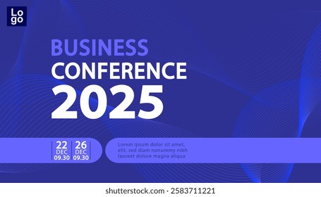 Banner to the online conference background. Web media event. Dynamic Background. Futuristic Poster for Corporate Meeting, Online Courses, Webinar, Seminar. Conference, Business Event Announcement.