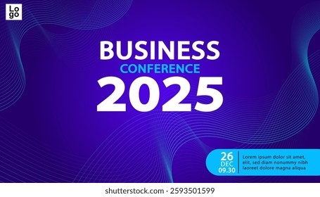 Banner to the online conference background. Web media event. Dynamic Background. Futuristic Poster for Corporate Meeting, Online Courses, Webinar, Seminar. Conference, Business Event Announcement.