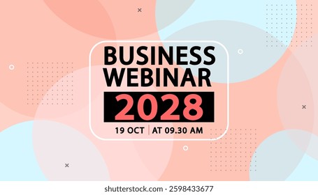 Banner to the online conference background. Web media event. Dynamic Background. Futuristic Poster for Corporate Meeting, Online Courses, Webinar, Seminar. Conference, Business Event Announcement.