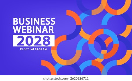 Banner to the online conference background. Web media event. Dynamic Background. Futuristic Poster for Corporate Meeting, Online Courses, Webinar, Seminar. Conference, Business Event Announcement.