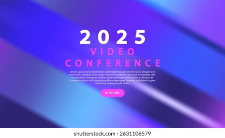 Banner to the online conference background. Web media event. Dynamic Background. Futuristic Poster for Corporate Meeting, Online Courses, Webinar, Seminar. Conference, Business Event Announcement.