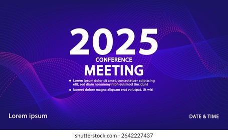 Banner to the online conference background. Web media event. Dynamic Background. Futuristic Poster for Corporate Meeting, Online Courses, Webinar, Seminar. Conference, Business Event Announcement.