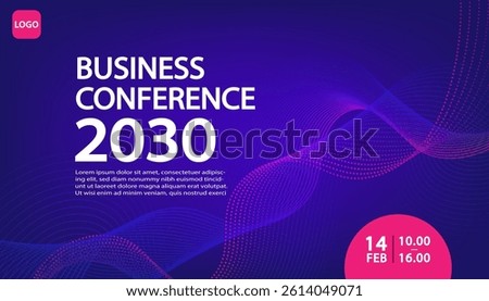 Banner to the online conference background. Web media event. Dynamic Background. Futuristic Poster for Corporate Meeting, Online Courses, Webinar, Seminar. Conference, Business Event Announcement.