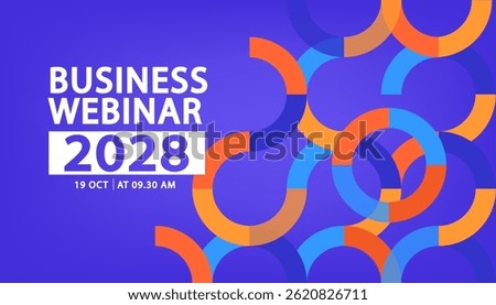 Banner to the online conference background. Web media event. Dynamic Background. Futuristic Poster for Corporate Meeting, Online Courses, Webinar, Seminar. Conference, Business Event Announcement.