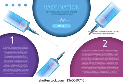 Banner for Online Pharmacy Store, Costumer at Pharmaceutical Vector Illustration Concept. Tree Step Vaccination Program, Medical Health Protection. Private Landing Page for Online Medical Lab, Clinic