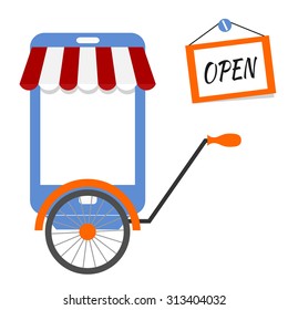 Banner online store cart with buying isolated on white background. Design for e-commerce. Flat design for e-commerce. Shopping. Vector illustration.