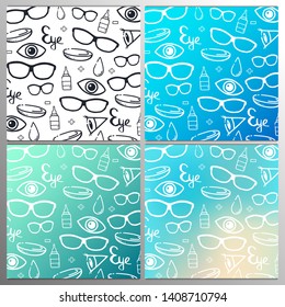 Banner for Optical Shop or Glasses clinic. Hand draw doodle background