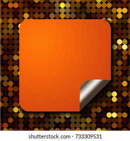 banner orange disco sequins and foil, square sticker, label  vector