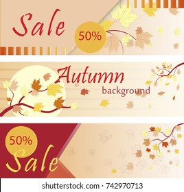 banner from orange maple and oak leaves