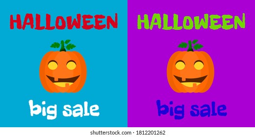 Banner with orange pumpkin icon for halloween celebration or campaign vector illustration.