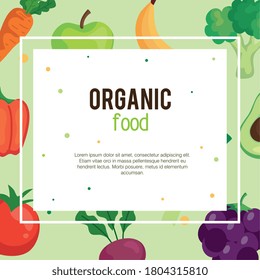 banner with organic food vegetables, concept healthy food vector illustration design