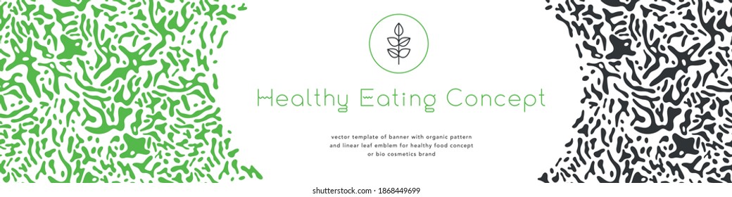 Banner organic ingredients, template design for healthy food concept, vegetarian food banner for eco store and market, eco-friendly background, green thinking concept, environmentally friendly banner.
