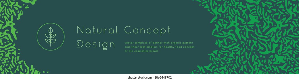 Banner organic ingredients, template design for healthy food concept, vegetarian food banner for eco store and market, eco-friendly background, green thinking concept, environmentally friendly banner.