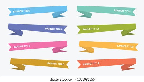 banner origami flat style set collection with various color - vector illustration