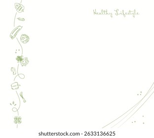 Banner with the ornament with vegetables, healthy food pattern with grocery plants. Web header, banner, decorative art. Vector illustration.