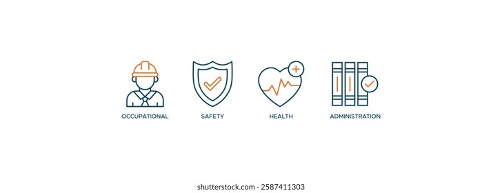 Banner of osha web vector illustration concept with icons of occupational, safety, health, administration