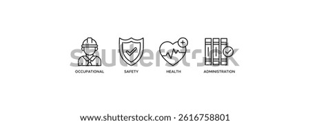 Banner of osha web vector illustration concept with icons of occupational, safety, health, administration