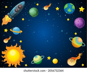 A banner outer space scence background illustration