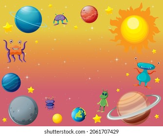 A banner outer space scence background illustration